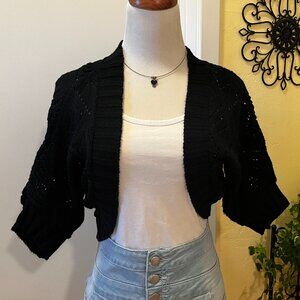 SHRUG SWEATER Crochet Black, Med. NWOT